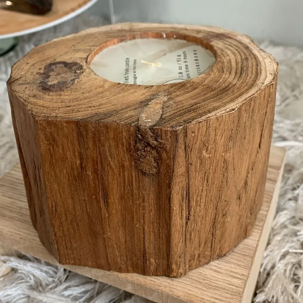 Pottery Barn Wooden Small‎ Filled Trunk Candle For Rustic Farm Cabin Decor